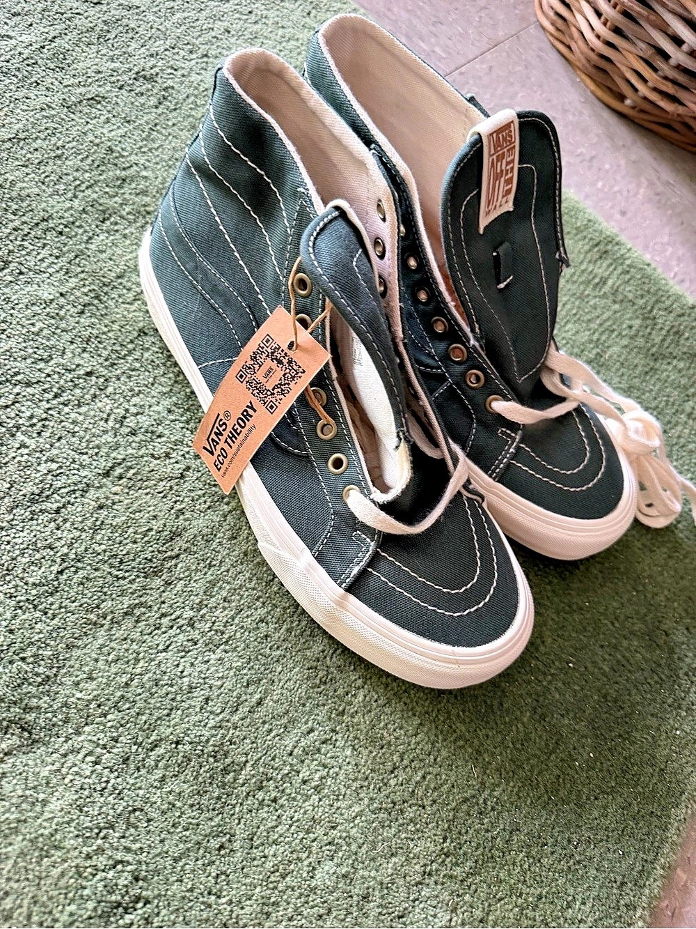 Vans Sk8-Hi Tapered Eco Theory Sneakers Green & White Women's US 10.5